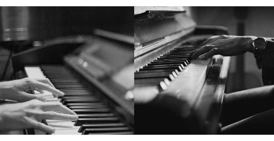Teclado y piano, imagen blanco y negro